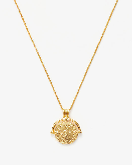 Missoma Lucy Williams Engravable Roman Arc Coin Necklace in gold-plated brass