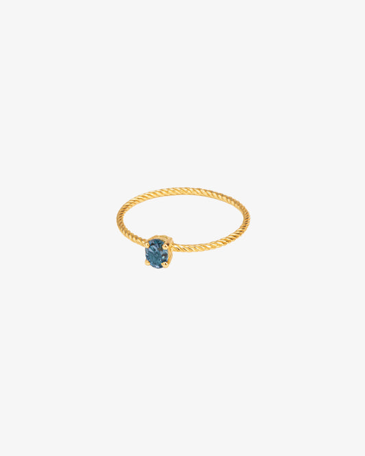 Wouters & Hendrix Gold 18K Gold Twisted London Blue Topaz Ring