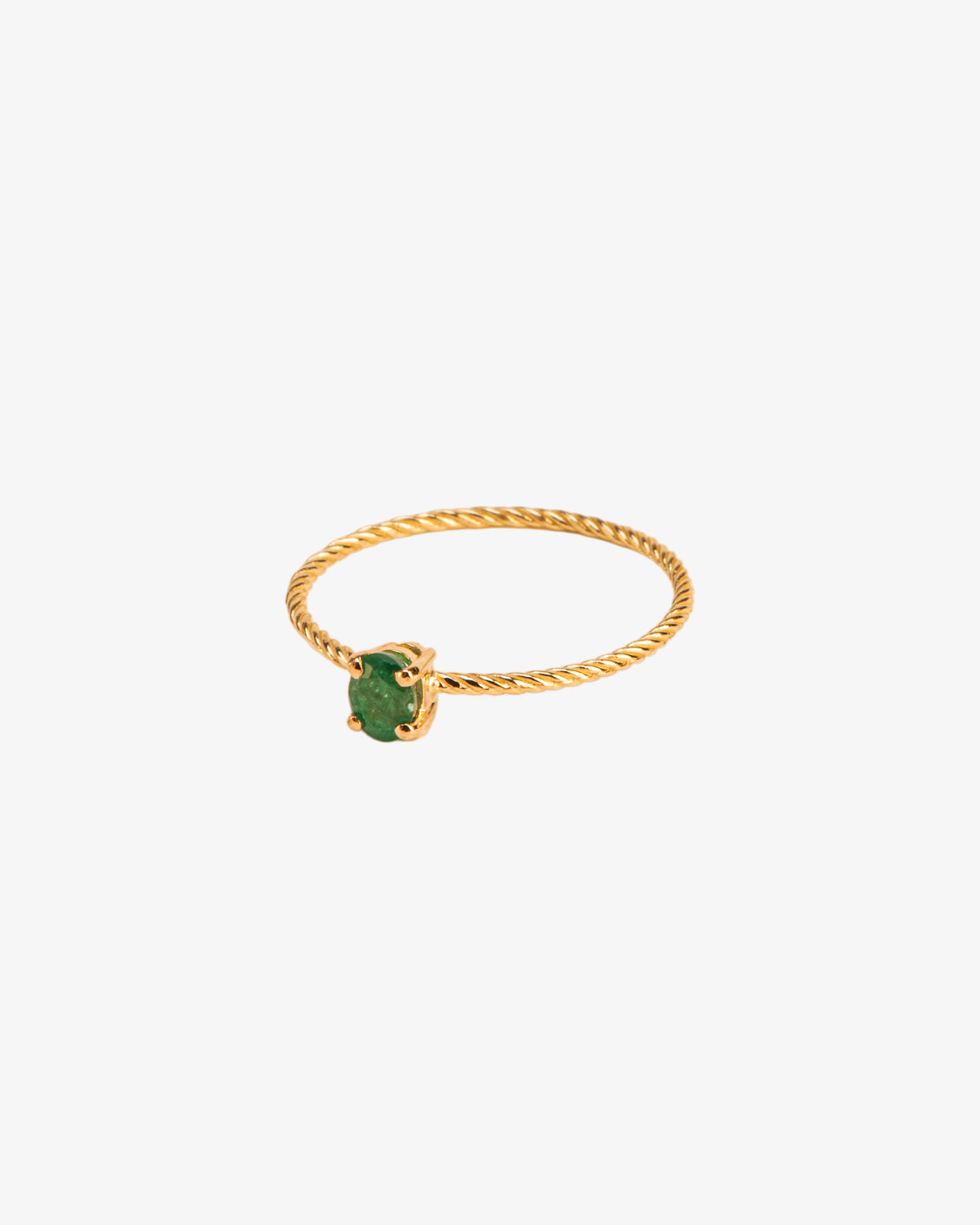 Wouters & Hendrix Gold 18K Gold Twisted Emerald Ring, side view