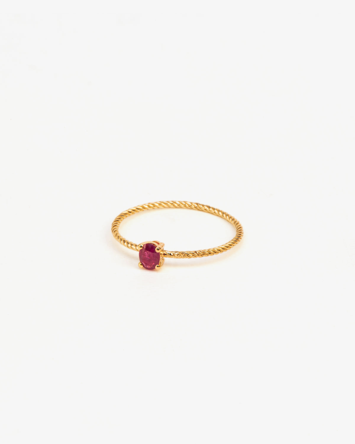 Wouters & Hendrix Gold 18K Gold Twisted Ruby Ring, side view