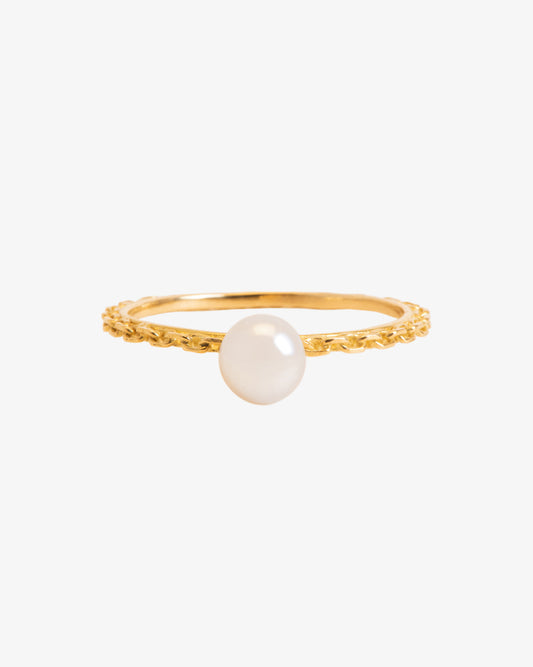 Wouters & Hendrix Gold 18K Gold Trace Chain Pearl Ring