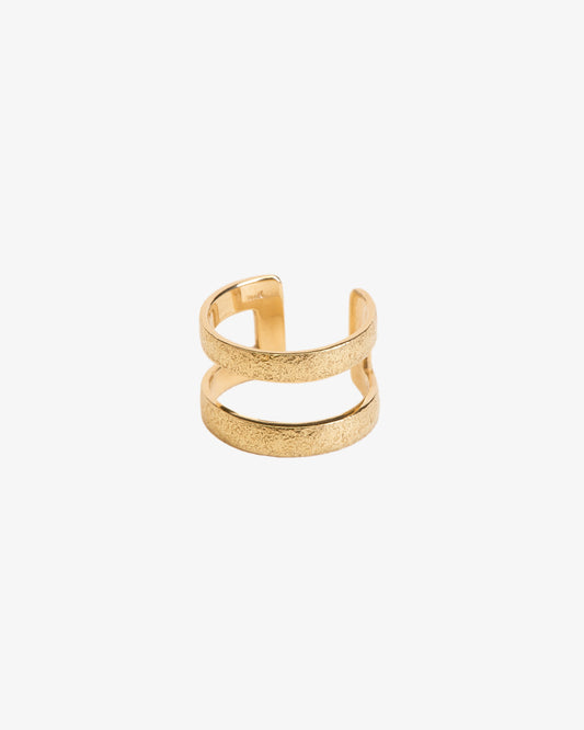 Wouters & Hendrix Gold 18K Gold Hammered Double Band Ring