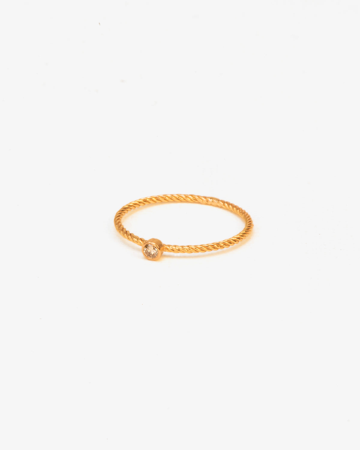 Wouters & Hendrix Gold 18K Rose Gold Twisted Cream Diamond Ring, side view