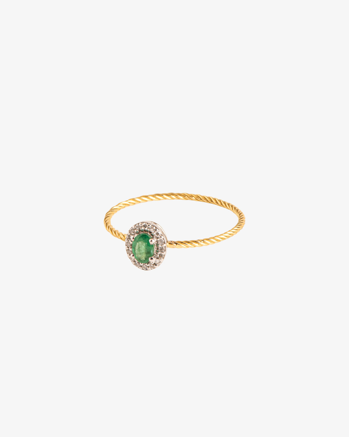 Wouters & Hendrix Gold 18K White and Yellow Gold Emerald and Diamond Rosette Ring