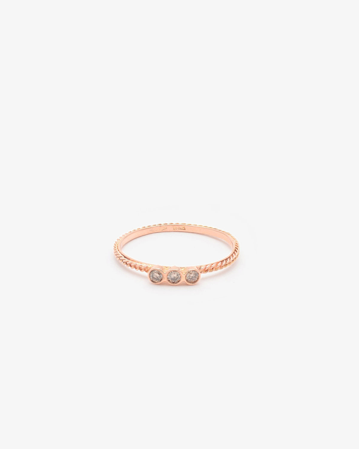 Wouters & Hendrix Gold 18K Rose Gold Gourmet Chain Three Cream Diamond Ring, view