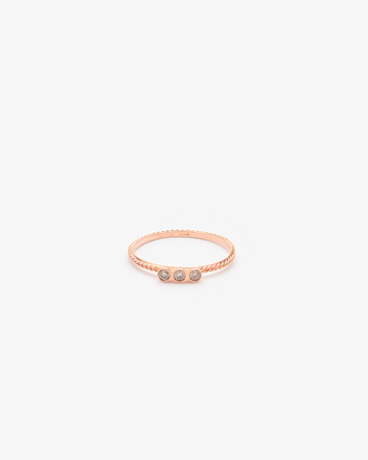 Wouters & Hendrix Gold 18K Rose Gold Gourmet Chain Three Cream Diamond Ring