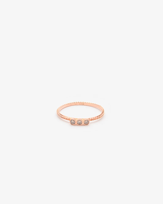 Wouters & Hendrix Gold 18K Rose Gold Gourmet Chain Three Cream Diamond Ring