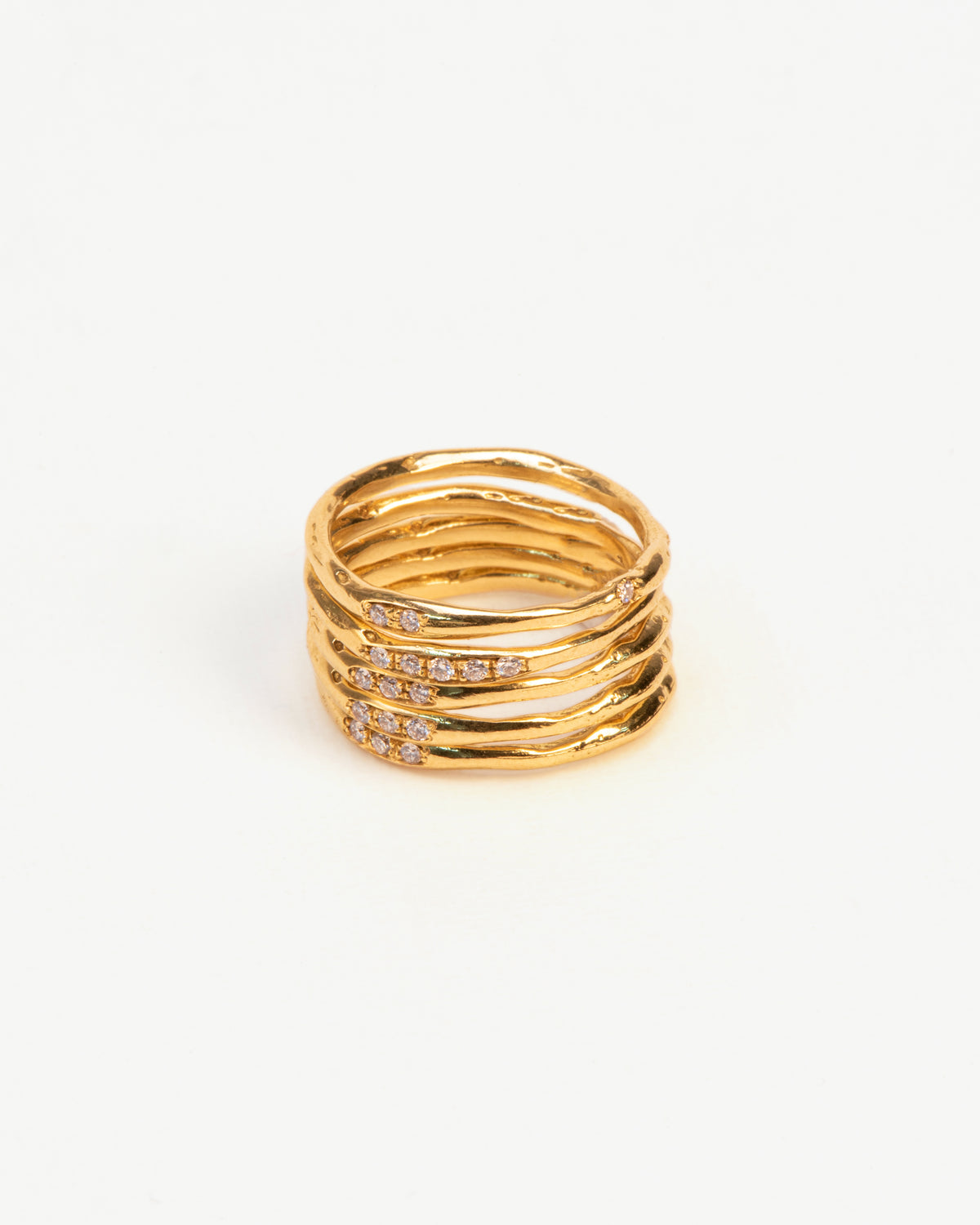 Wouters & Hendrix Gold 18K Gold Set of Five Organic Diamond Rings