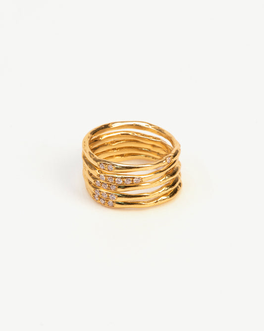 Wouters & Hendrix Gold 18K Gold Set of Five Organic Diamond Rings