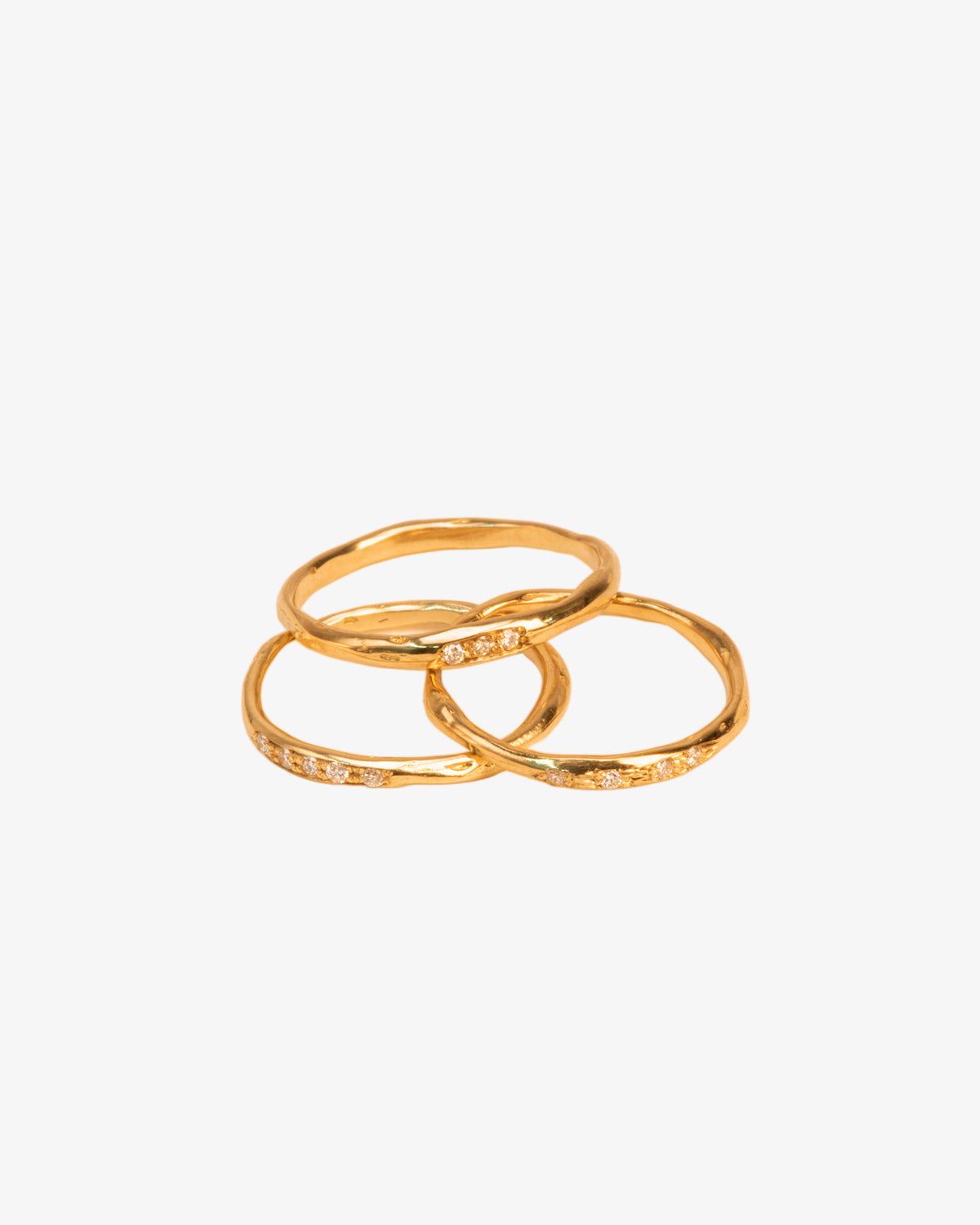Wouters & Hendrix Gold 18K Gold Set of Three Organic Diamond Rings
