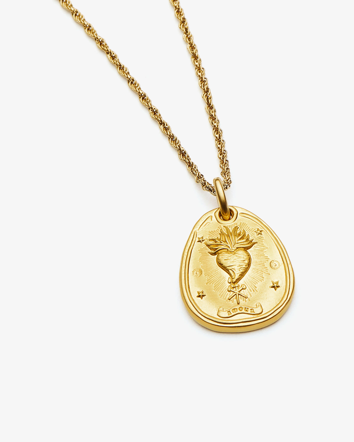 Missoma The Heart Talisman Necklace in gold-plated brass, third view