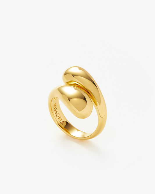 Missoma Savi Sculptural Crossover Ring in gold-plated brass