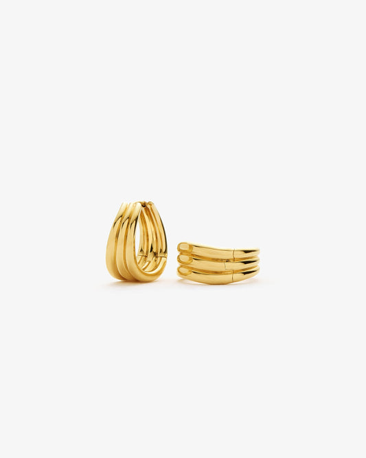 Missoma Savi Triple Ridge Hoop Earrings in gold-plated brass