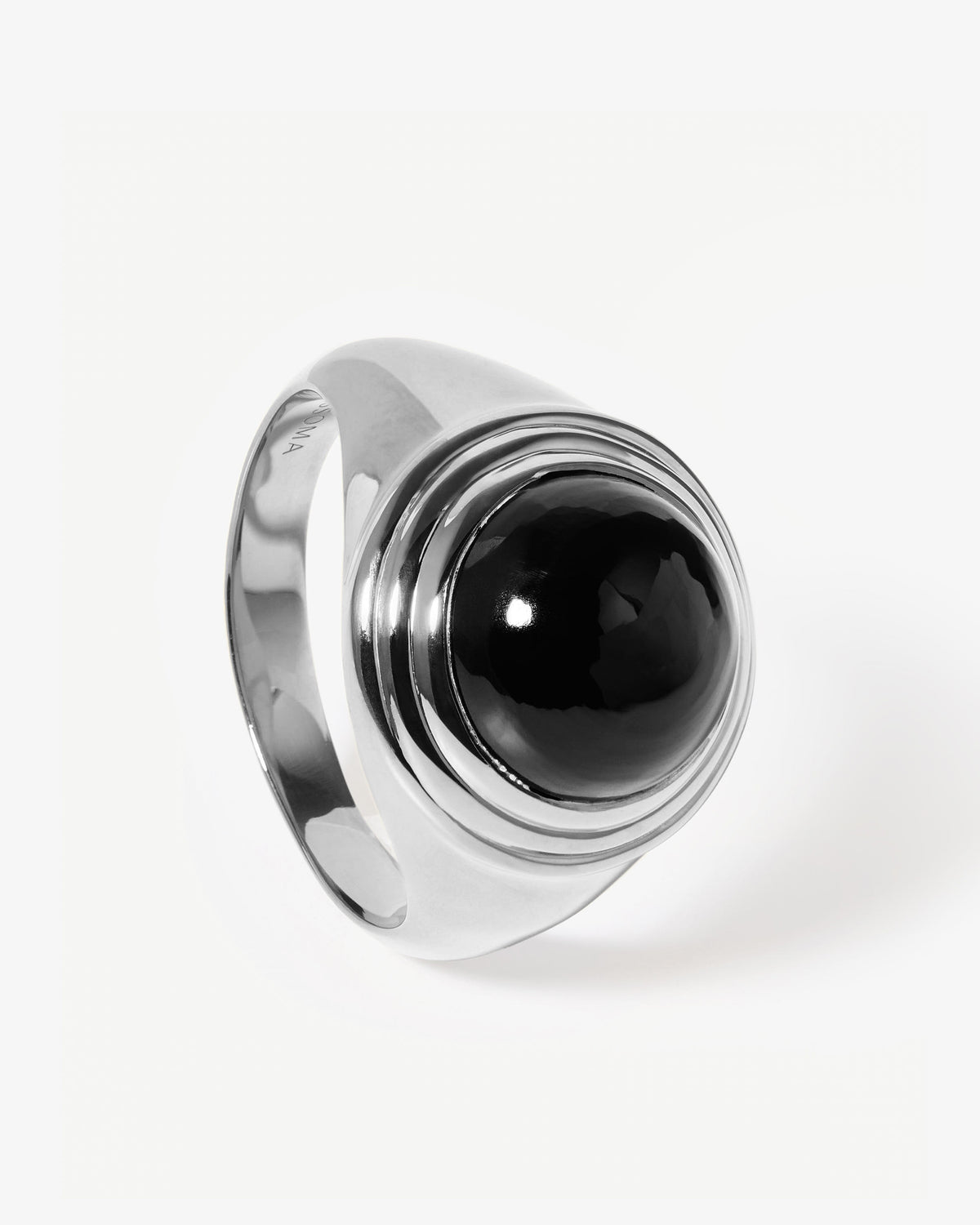 Missoma Black Onyx Sphere Ring in silver-plated brass