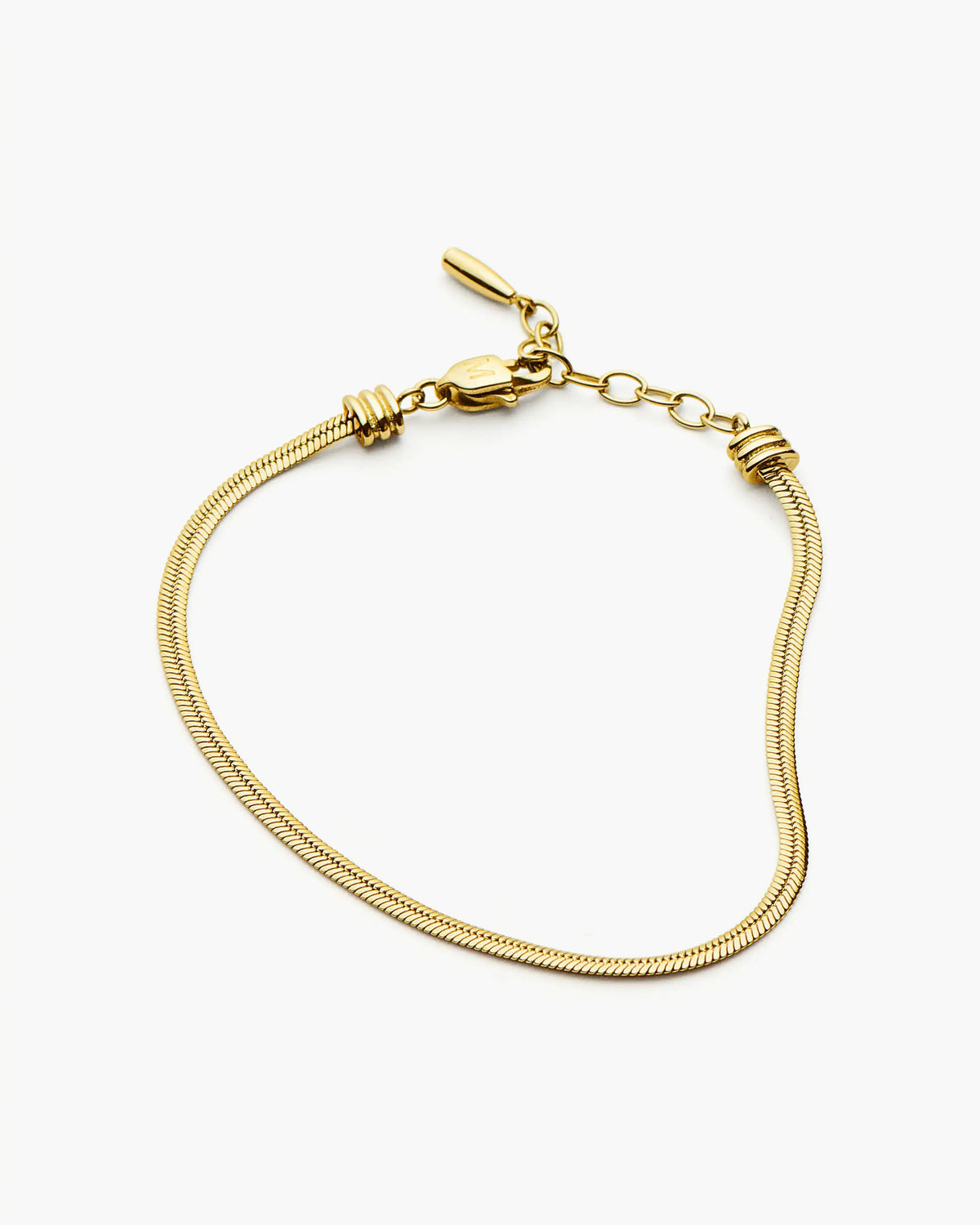Missoma Thin Snake Chain Bracelet in gold-plated metal, second view