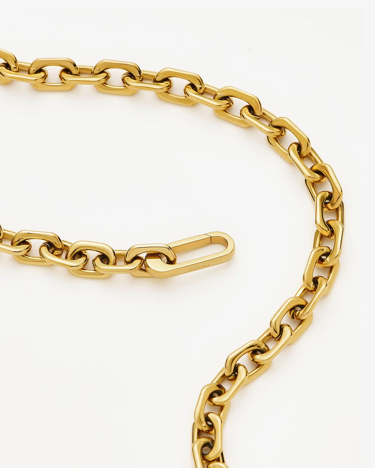 Missoma Square Paperclip Chain Necklace in gold-plated metal, detail view
