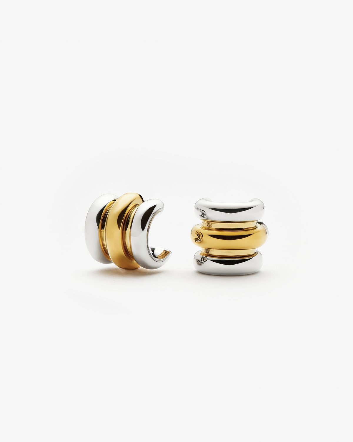 Missoma Chubby Triple Small Hoop Earrings in gold and silver-plated metal