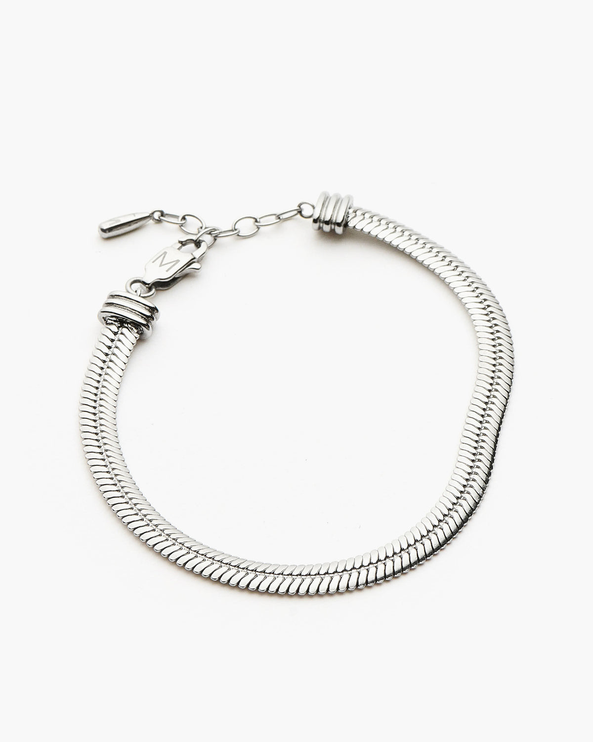 Missoma Classic Snake Chain Bracelet in silver/rhodium-plated metal, second view