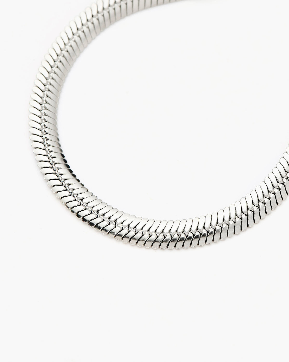 Missoma Classic Snake Chain Bracelet in silver/rhodium-plated metal, third view
