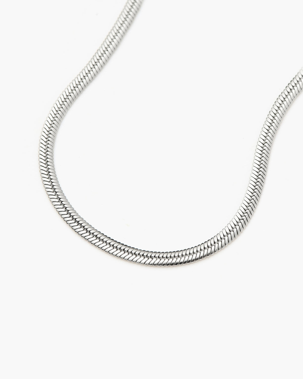 Missoma Thin Snake Chain Bracelet in silver/rhodium-plated metal, third view