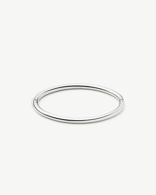 Missoma Classic Round Hinged Bangle in silver/rhodium-plated metal