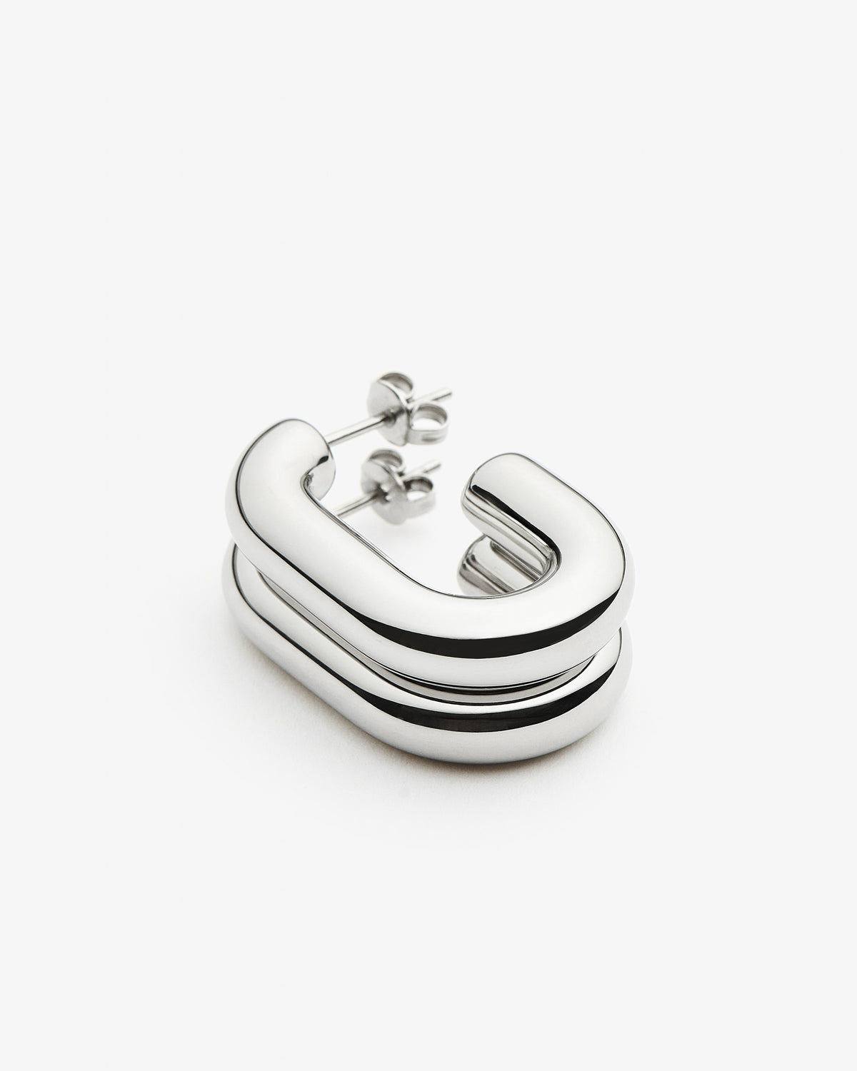 Missoma Chubby Oval Medium Hoop Earrings in silver/rhodium-plated metal, third view