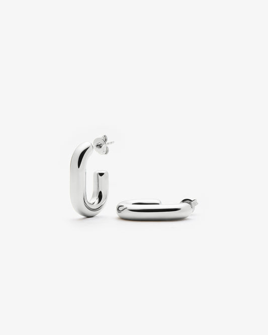Missoma Chubby Oval Small Hoop Earrings in silver/rhodium-plated metal