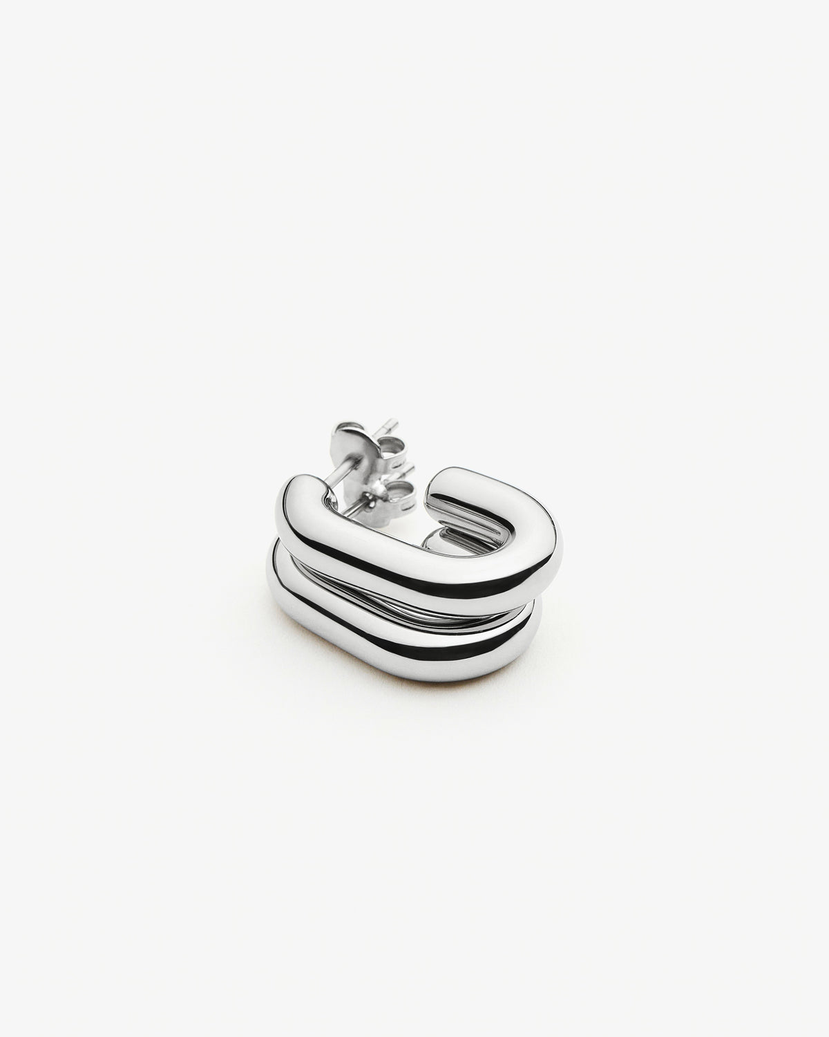 Missoma Chubby Oval Small Hoop Earrings in silver/rhodium-plated metal, third view