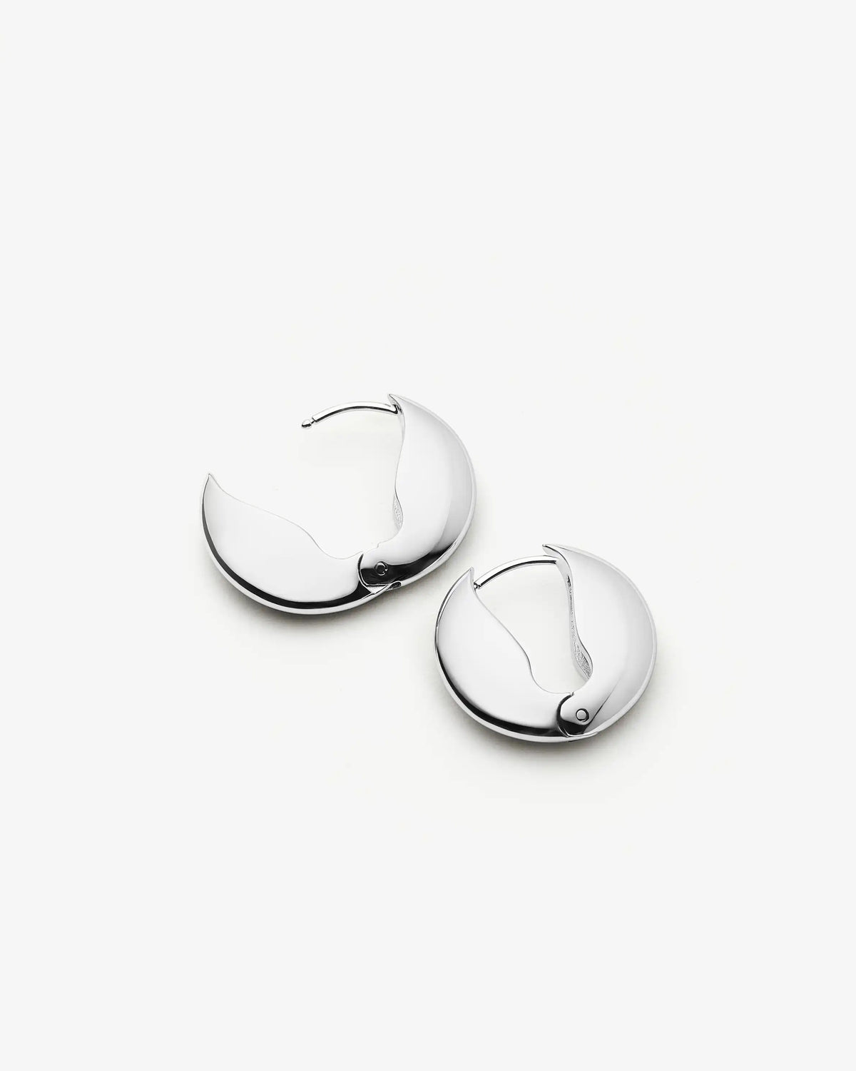 Missoma Hinged Small Hoop Earrings in silver/rhodium-plated metal, second view