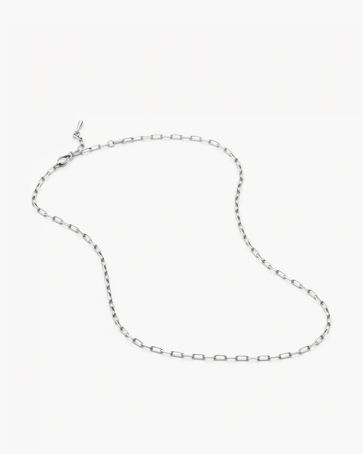 Missoma Mini Paperclip Chain Necklace in silver/rhodium-plated metal, second view