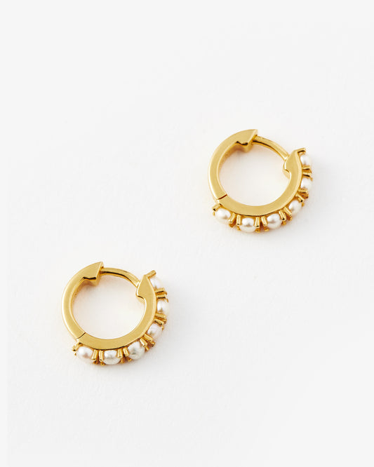 Missoma Pearl Huggie Earrings in gold-plated sterling silver