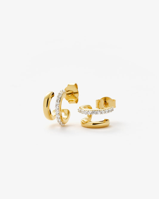 Missoma Classic Double Huggie Earrings in gold-plated sterling silver