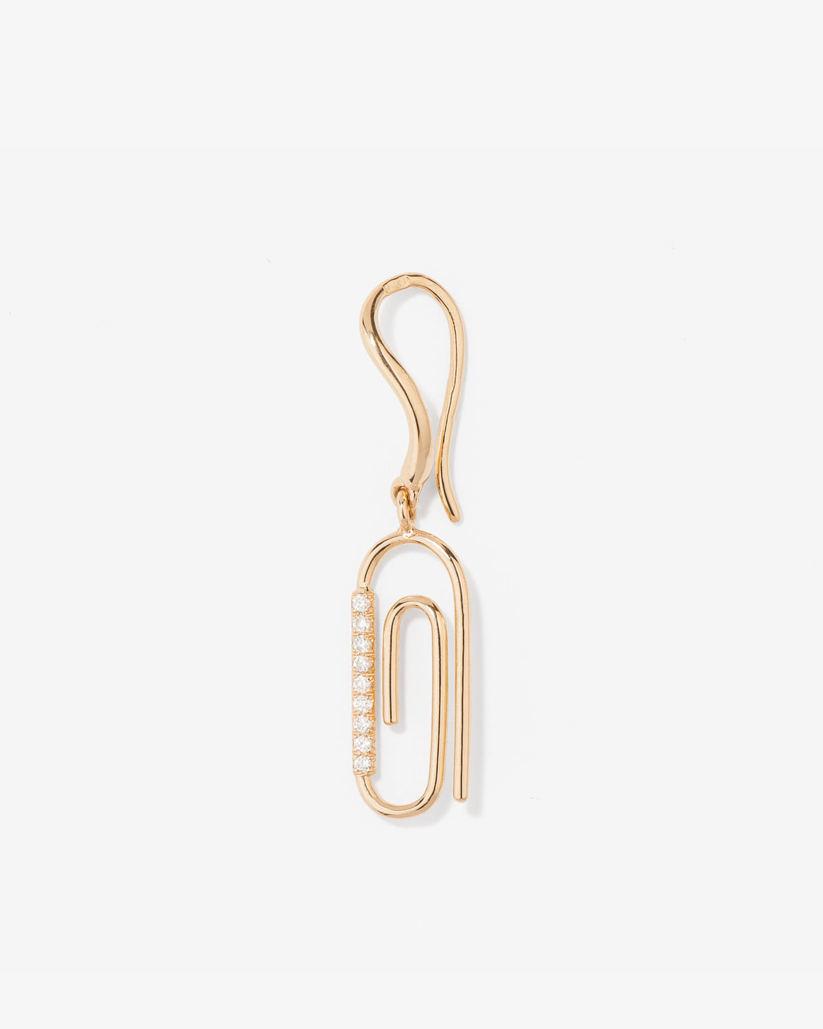 Aurelie Bidermann Fine 18K Gold Paper Clip Diamond Single Earring