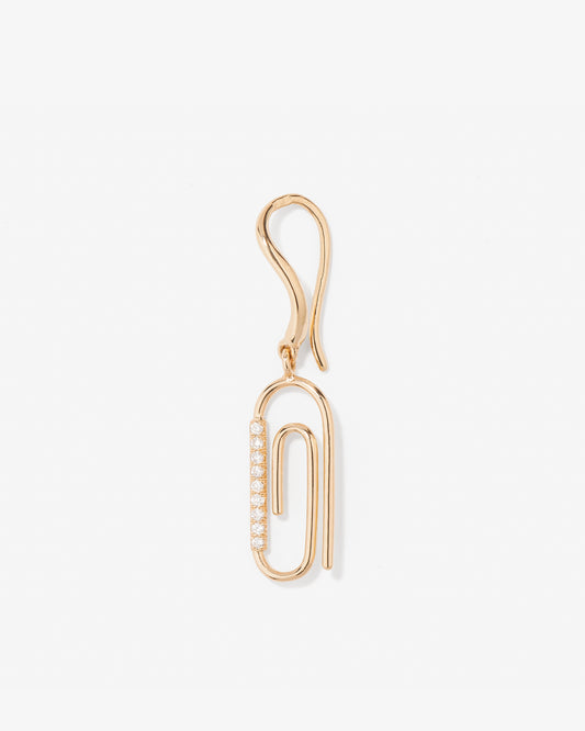 Aurelie Bidermann Fine 18K Gold Paper Clip Diamond Single Earring