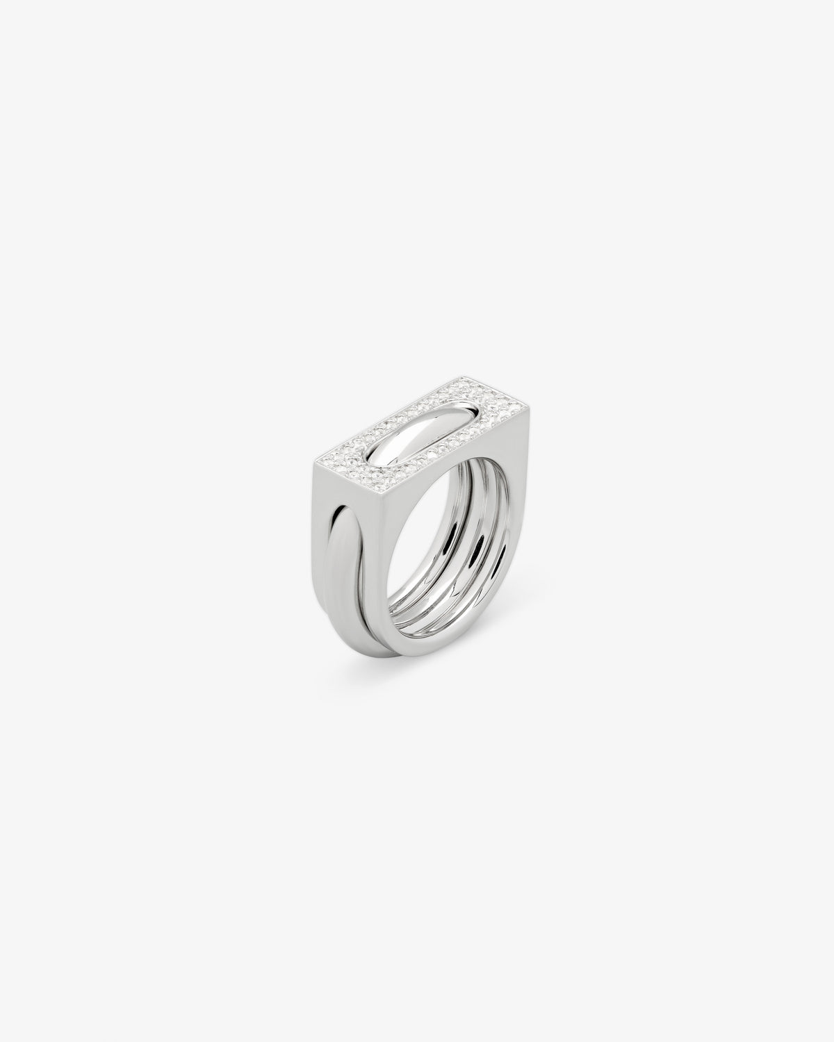 Tom Wood Cage Ring Single Clear White Banded in 925 sterling silver
