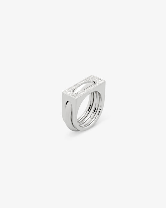 Tom Wood Cage Ring Single Clear White Banded in 925 sterling silver