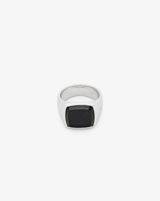 Tom Wood Cushion Polished Black Ring Onyx