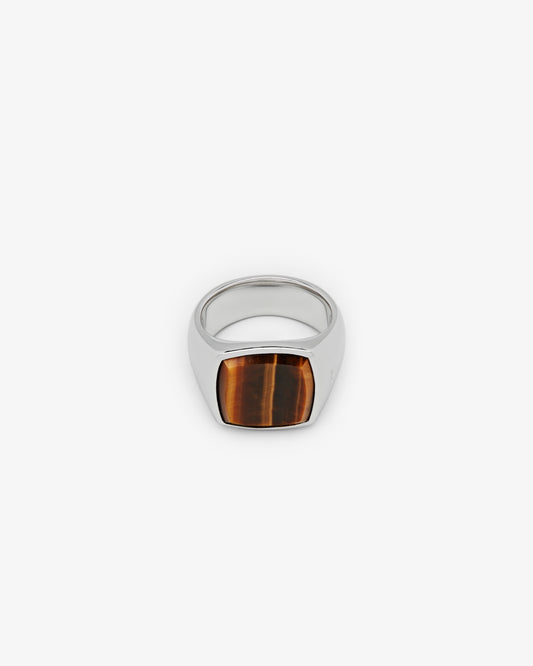 Tom Wood Cushion Ring Tiger Eye in 925 sterling silver