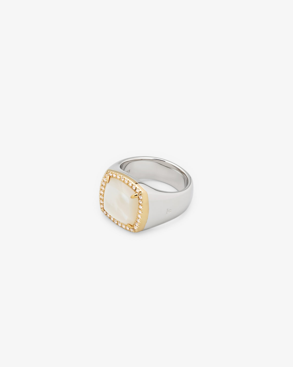 Tom Wood May Ring White MOP with Diamonds, second view