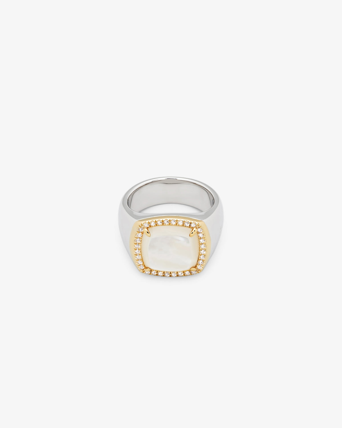 Tom Wood May Ring White MOP with Diamonds in 925 sterling silver