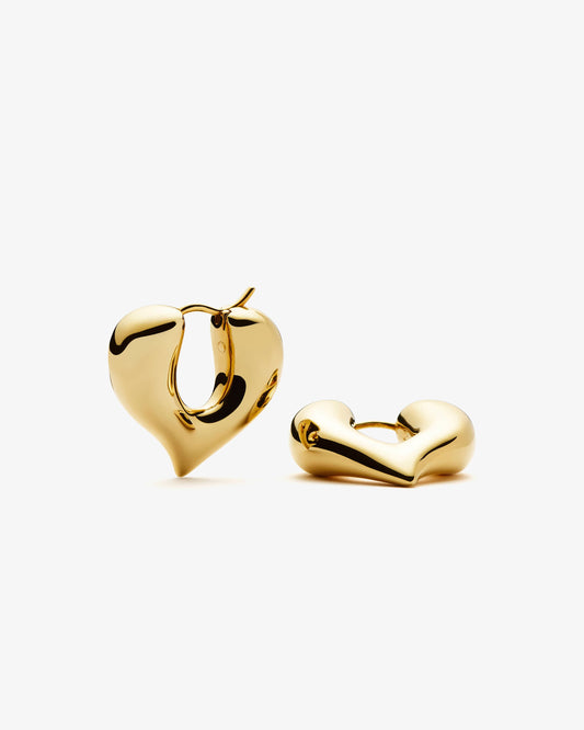 Missoma Molten Heart Medium Hoop Earrings in gold-plated brass