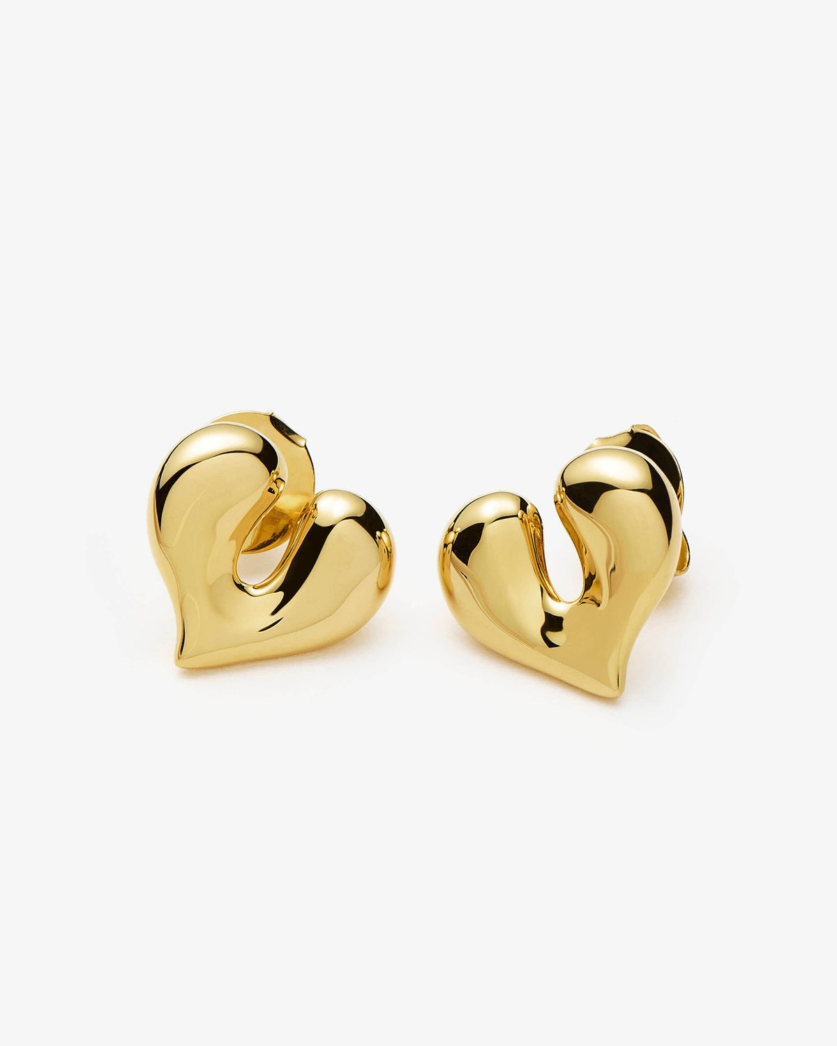 Missoma Molten Heart Stud Earrings in gold-plated brass, view 2