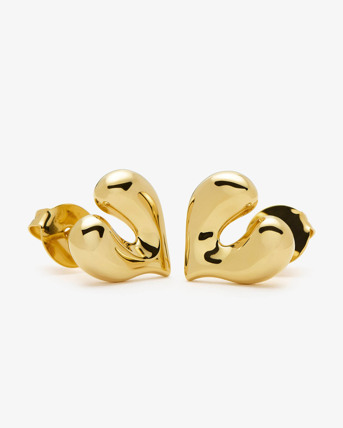 Missoma Molten Heart Stud Earrings in gold-plated brass, view 3