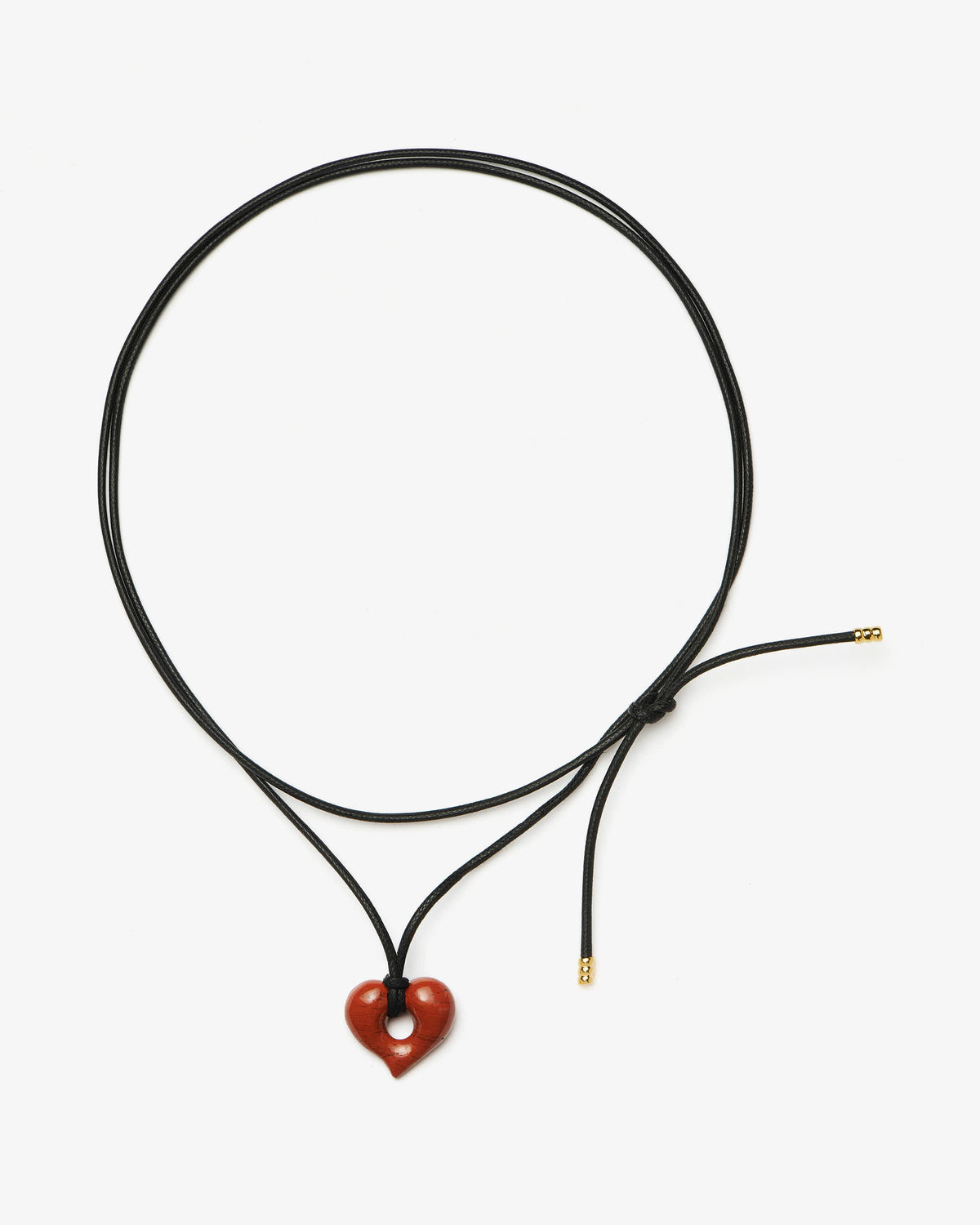 Missoma Molten Heart Jasper Pendant Cord Necklace in gold-plated brass, view 2