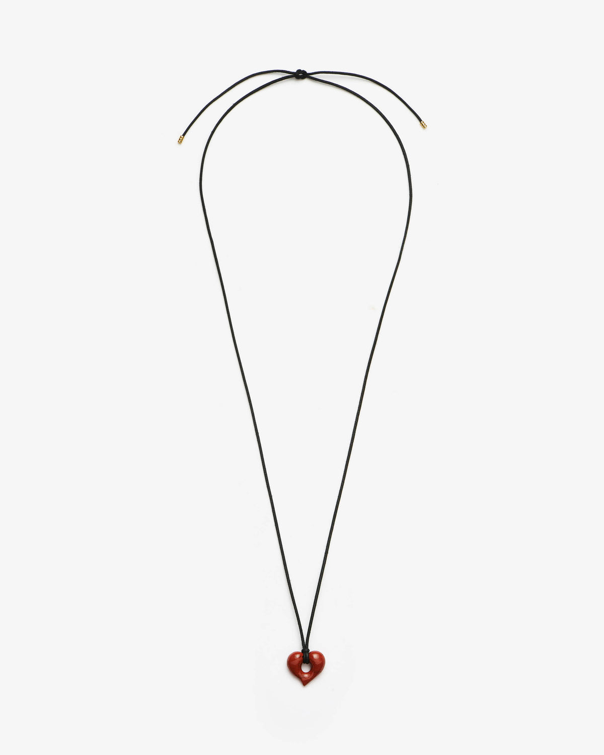 Missoma Molten Heart Jasper Pendant Cord Necklace in gold-plated brass, view 3