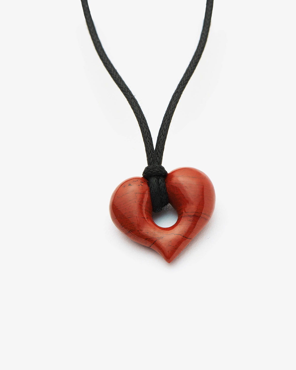 Missoma Molten Heart Jasper Pendant Cord Necklace in gold-plated brass, view 4