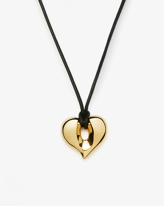 Missoma Molten Heart Pendant Cord Necklace in gold-plated brass