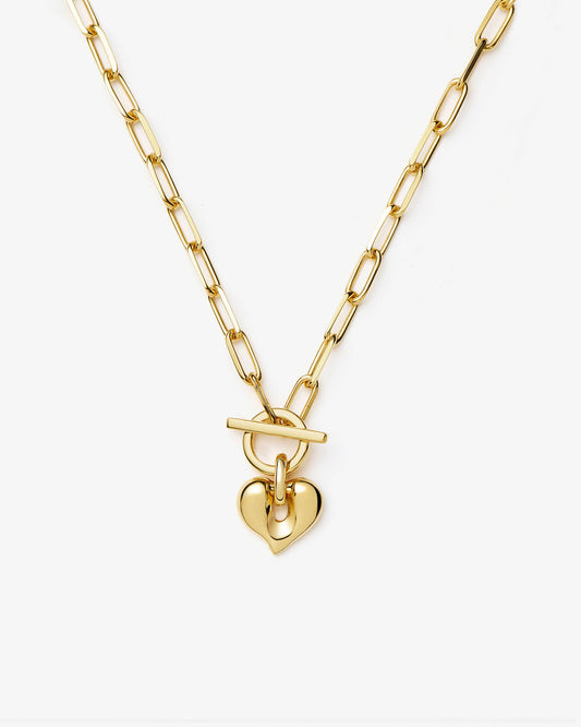 Missoma Molten Heart T-Bar Chain Necklace in gold-plated brass