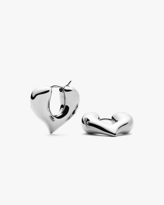 Missoma Molten Heart Medium Hoop Earrings in silver-plated brass