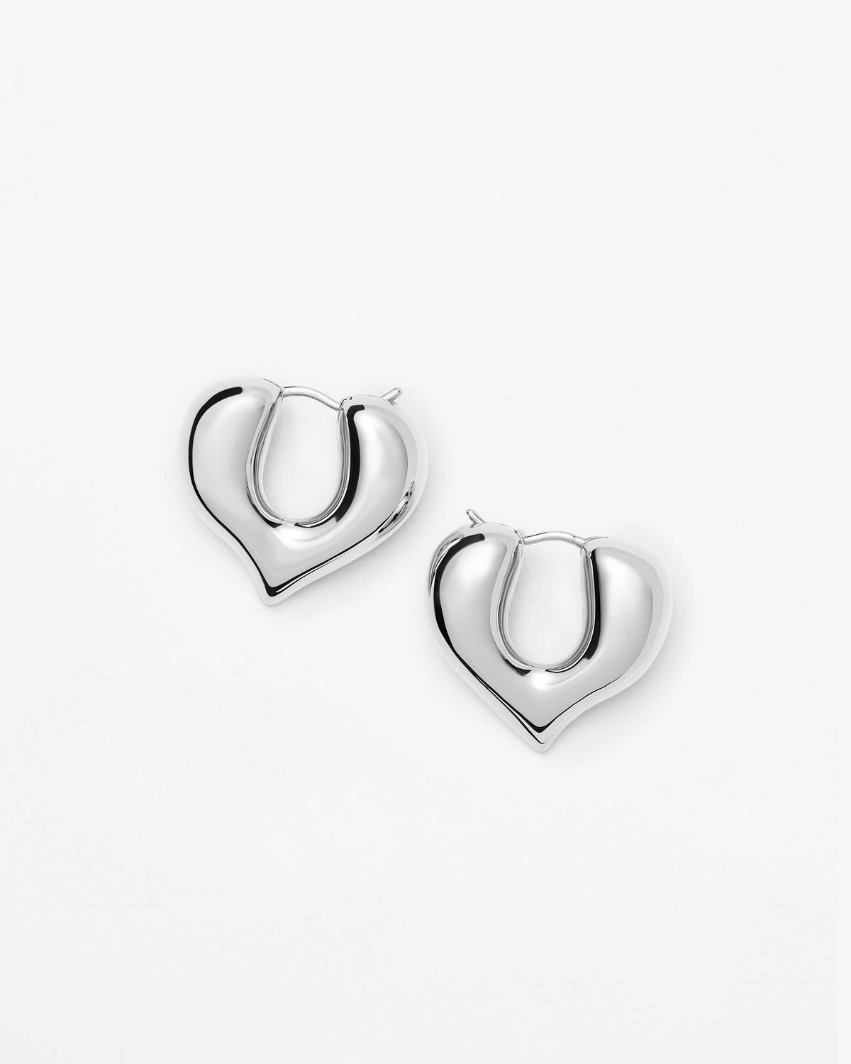 Missoma Molten Heart Medium Hoop Earrings in silver-plated brass, view 2